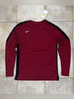 Nike Maroon Long-Sleeve Athletic Crew with Black Accents